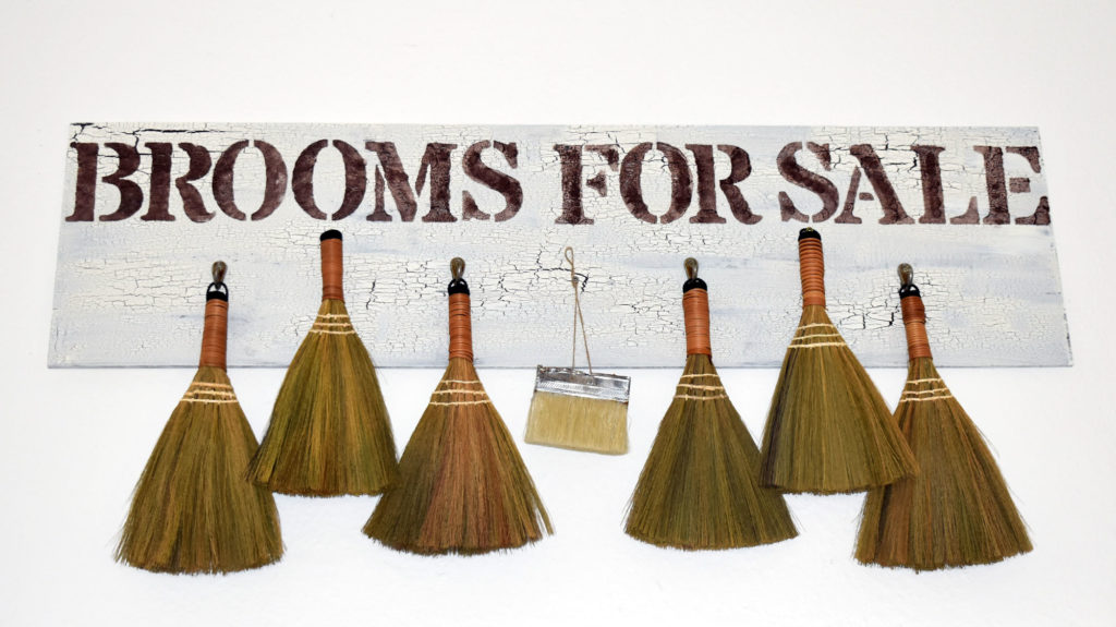 schild mit crackle lack brooms for sale