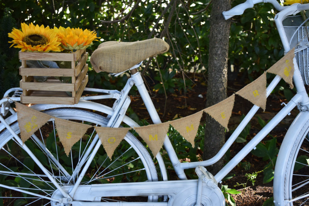 Sommerdeko Sonnenblumen Shabby Fahrrad Gartendeko