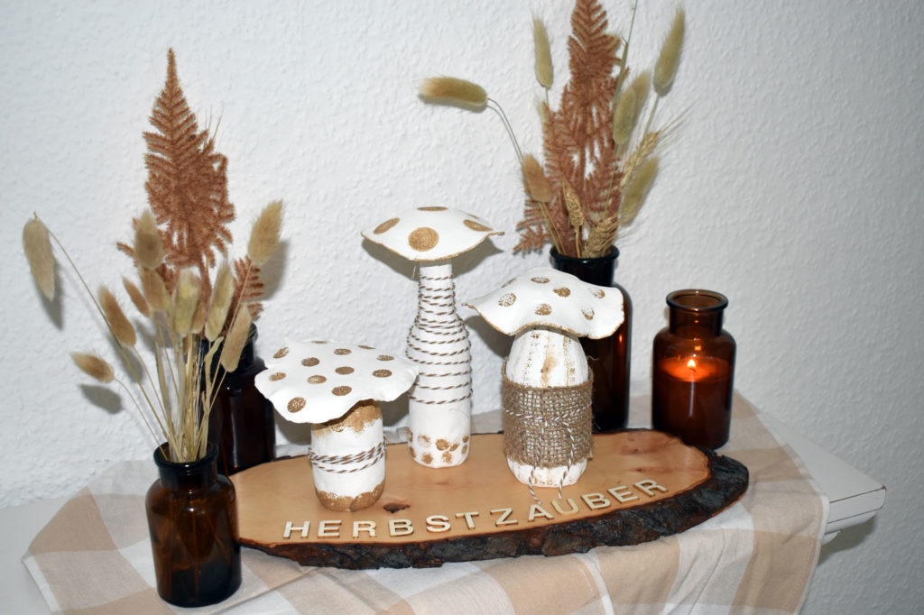 DIY Pilze Modelliermasse Herbstdeko