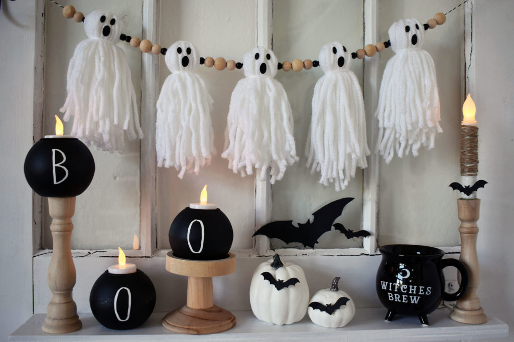 DIY Gespenster Halloween Deko Wolle