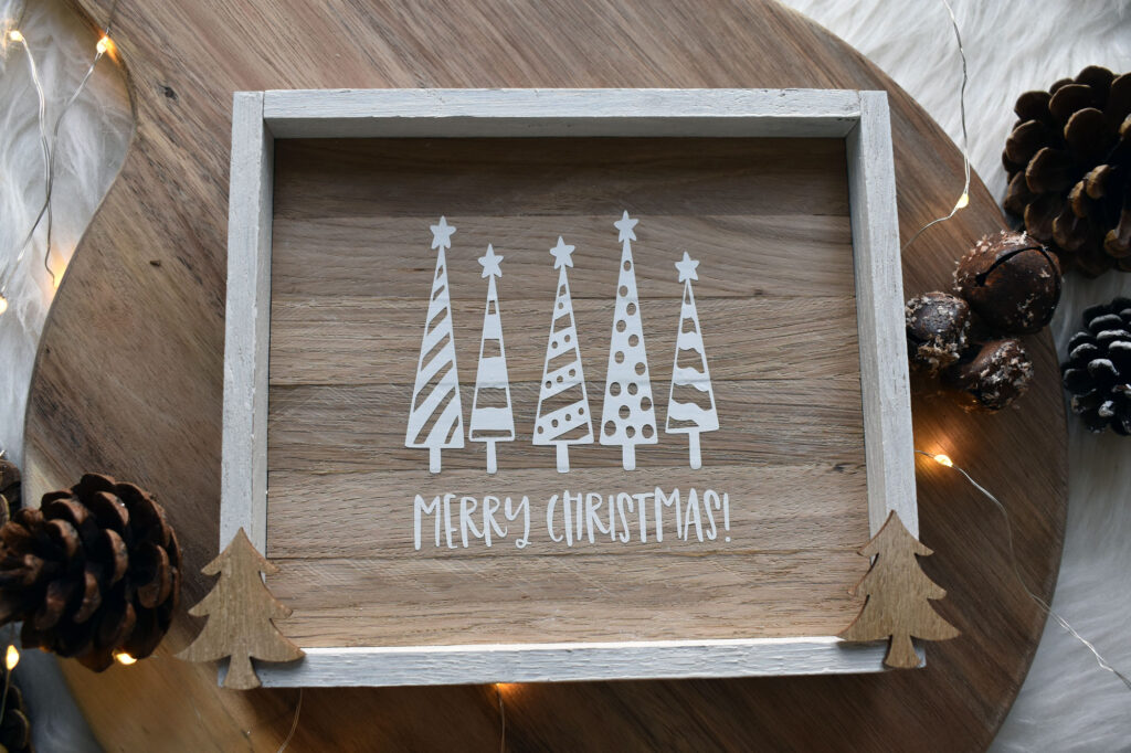 Weihnachtsdeko Holzschild Xmas Tannenbäume Weihnachten