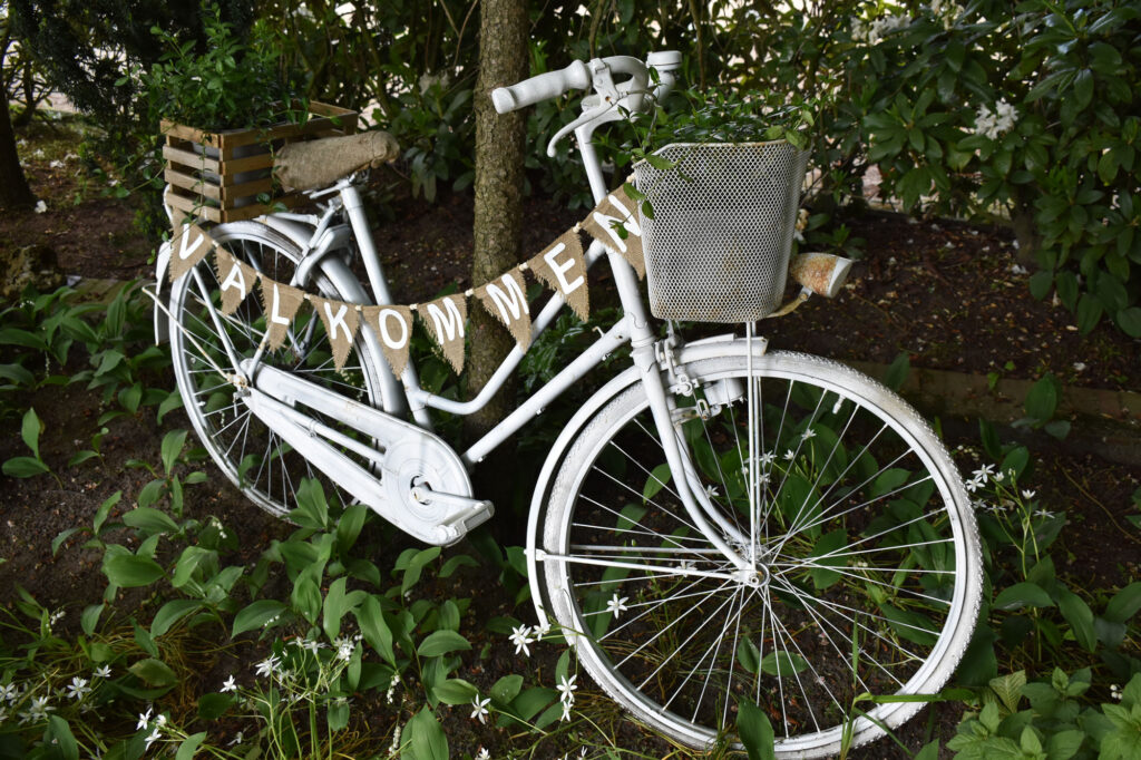 Gartendeko Shabby Fahrrad Scandi Frühling