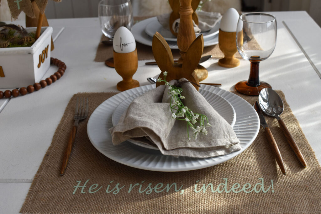 Tischdeko Ostern rustikal christlich natur Osterdeko