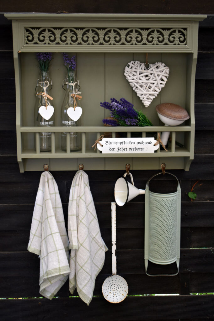 Tellerregal Gartendeko Shabby Vintage Lavendeldeko
