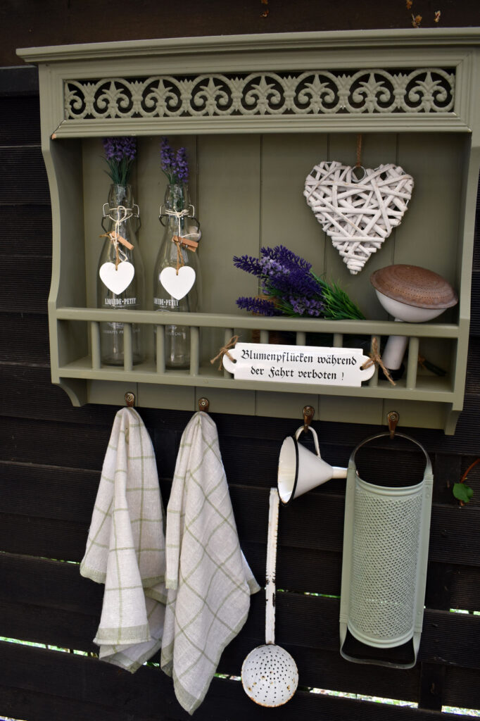 Tellerregal Gartendeko Shabby Vintage Lavendeldeko