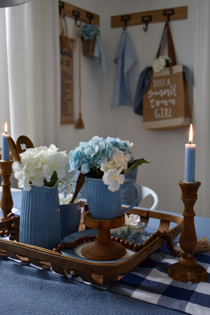 Sommerdeko Rustikal Spätsommer blau Esszimmer