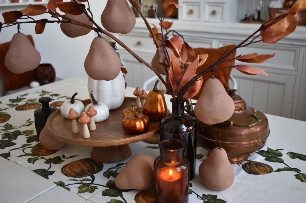 Centerpiece Tischdeko Herbstdeko Falldecor Farmhaus Farmhouse decor Kupfer Kürbisse
