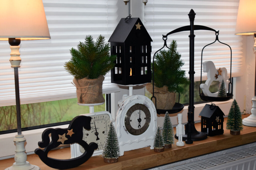 Weihnachtsdeko Christmas xmas schwarz weiß Karo shabby Esszimmer Esszimmerdeko