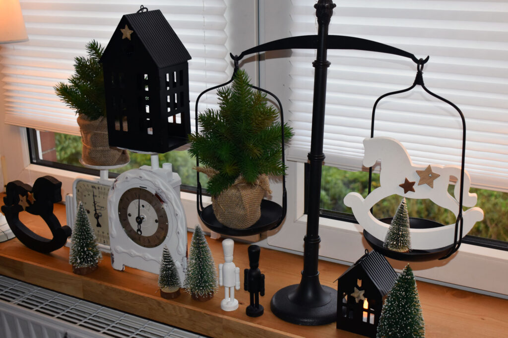 Weihnachtsdeko Christmas xmas schwarz weiß Karo shabby Esszimmer Esszimmerdeko
