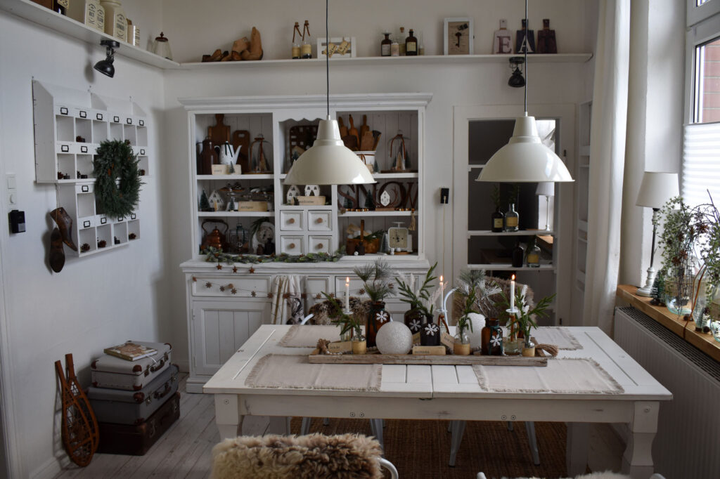 Winterdeko Winterdecor Farmhouselook Esszimmer Shabby Vintage rustic decor
