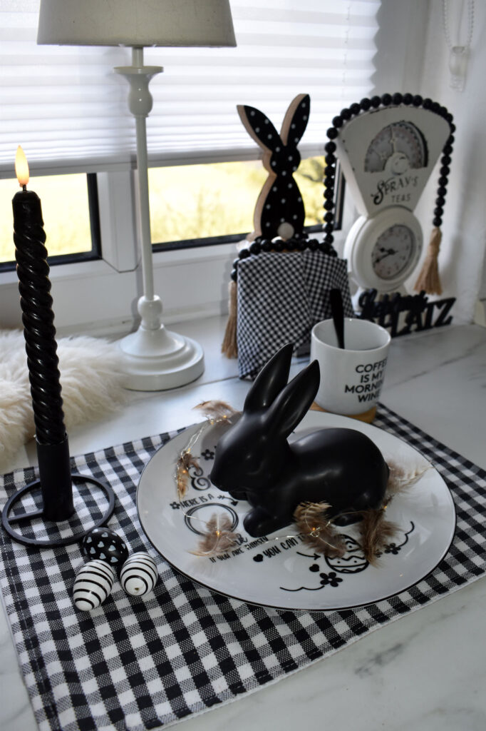 Osterdeko schwarz weiß Küche Ostern Farmhaus Landhaus